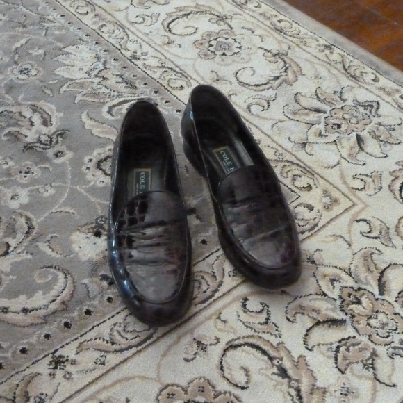 Cole Haan Brown Croc Loafers EUC - Picture 1 of 6